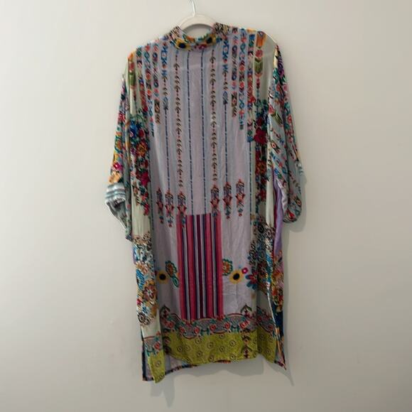 Johnny Was Angie Kimono Silk Velvet Tunic Dress Floral Robe Duster Large Boho - Picture 5 of 15